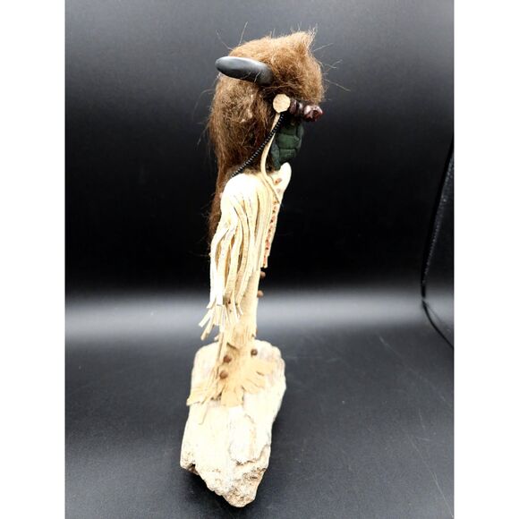 Vintage Kachina Doll Signed Paki Buffalo Head Leather Clothing - Picture 6 of 10